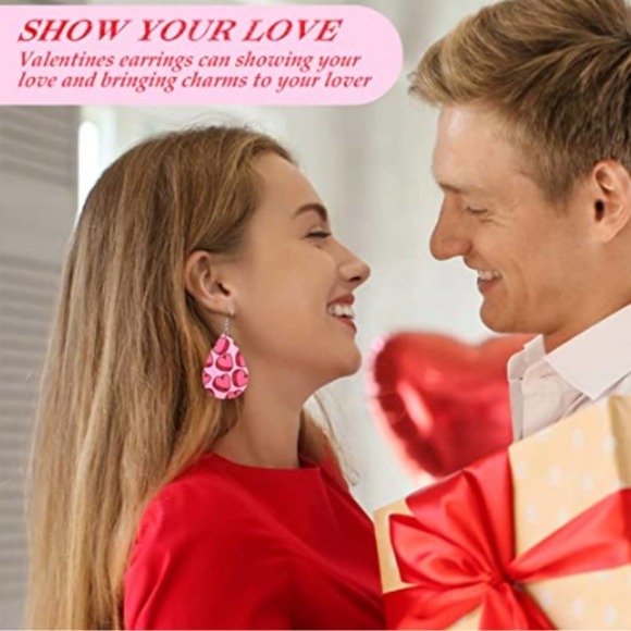 5/$25 Polka Dot Earrings Red Earrings Teardrop Retro Earrings Faux Leather 50s - Picture 7 of 7